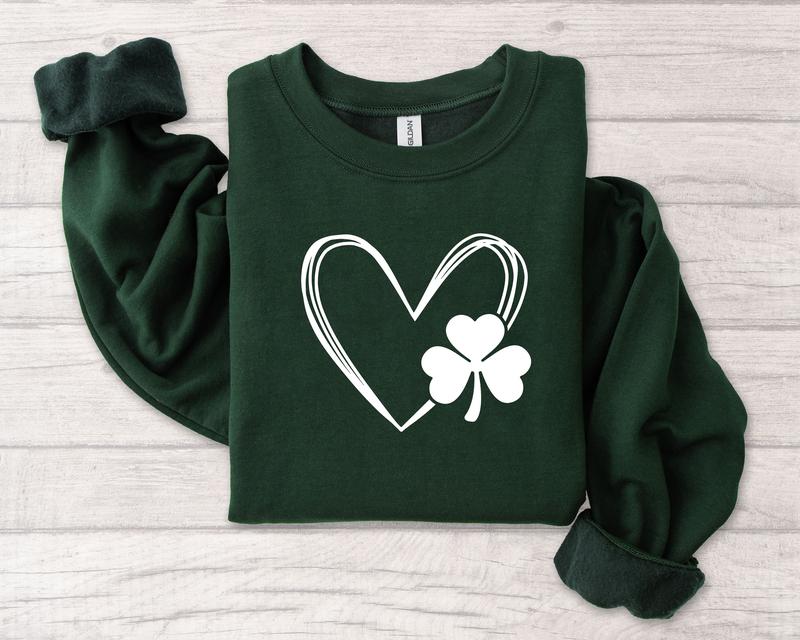 Shamrock Heart Sweatshirt,  St. Patrick's Day Sweater, Clovers Lucky Shamrock Sweater