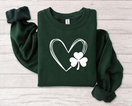 Shamrock Heart Sweatshirt,  St. Patrick's Day Sweater, Clovers Lucky Shamrock Sweater