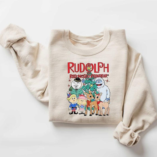 Rudolph The Red Nosed Reindeer Christmas Sweatshirt - Funny Holiday Shirt for Men and Women - Fabric, Cotton