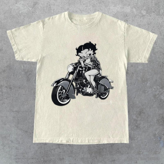 Vintage Betty Boop Betty Motocycle Club 1994 American Cartoons Series T-Shirt, Gift for Her, Gift for Him, Gift for Friend