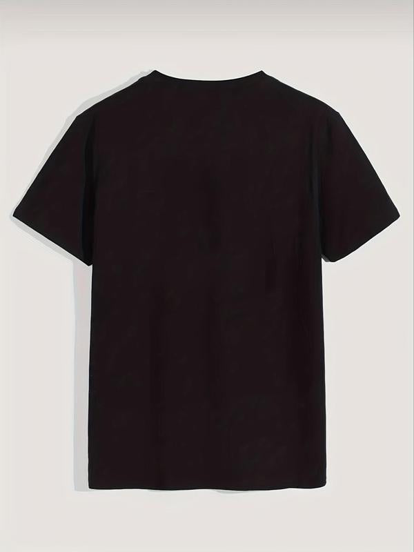 Men's Letter Print Round Neck Tee, Summer Clothes, Casual Regular Fit Short Sleeve Crew Neck T-shirt for Summer, Graphic Tees, Men'sÂ Streetwear Top fo