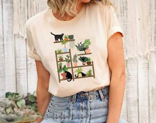 Cats and Plants Shirt, Plant Lady, Plant Lover, Gardener Sweatshirt, Shirts For Cat Lover, Succulent Plants Hoodie, Plant Lover Gift Shirt, Cat Tee, A