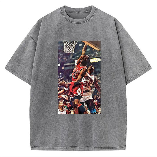 Michael Jordan Hard Foul 80's 90's Vintage Dunk Bad Boy Detroit Graphic Tee Oversized T-Shirt Crewneck Cotton