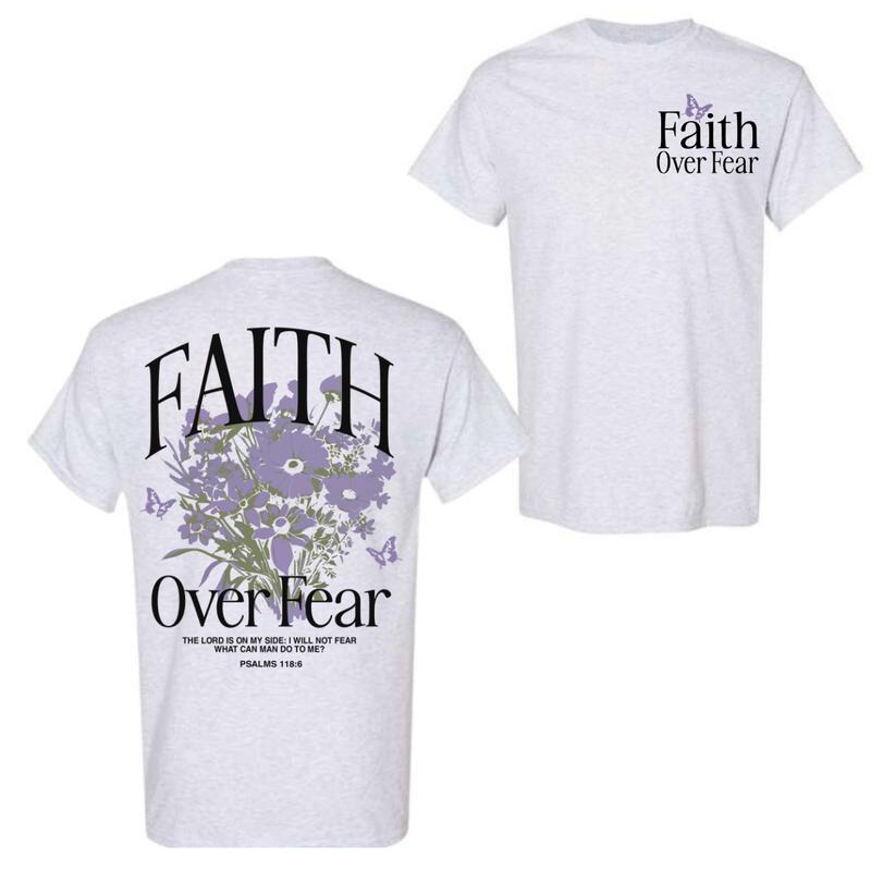 Faith Over Fear Flower T-shirt, Jesus Double Sided Unisex Shirt for Fans, Christian T-Shirt, Bible Verse Aesthetic Clothes, Unisex T-Shirt in all Size