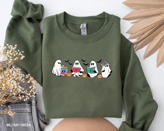 Ghost Book Shirt, Halloween Book TShirt, Bookish Ghost Sweatshirt, Book Ghosts Shirt, Ghost Halloween Shirt, Halloween Gift For Book lover