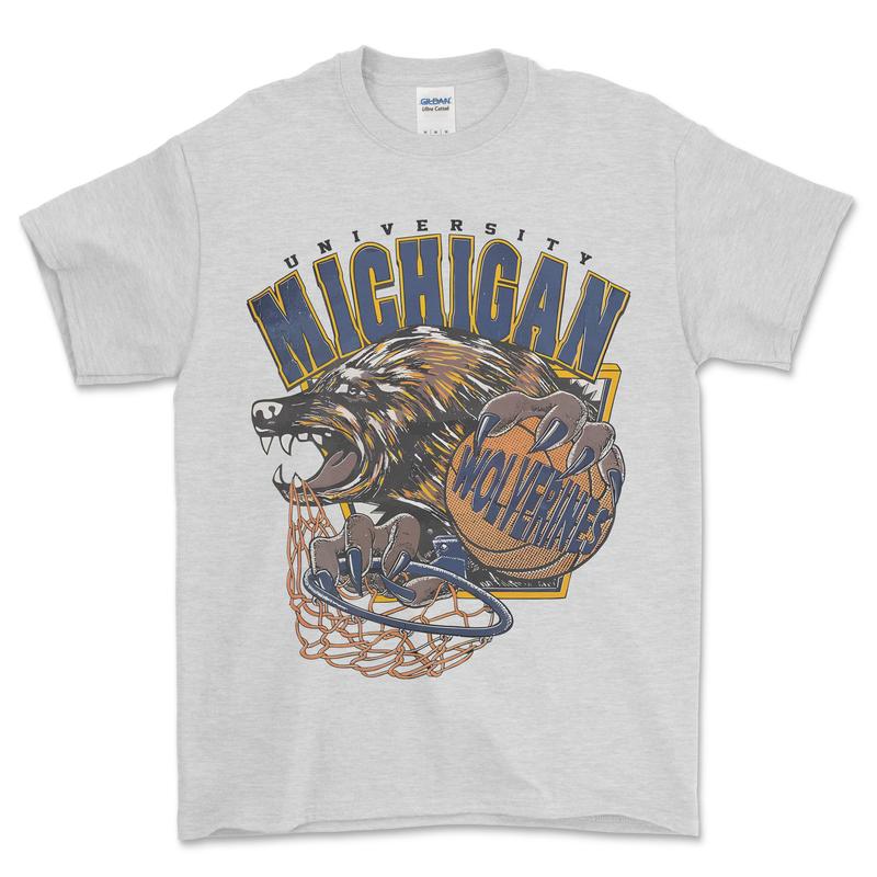 Michigan Wolverines Men's Basketball T-Shirt, graphic vintage sports tees for men