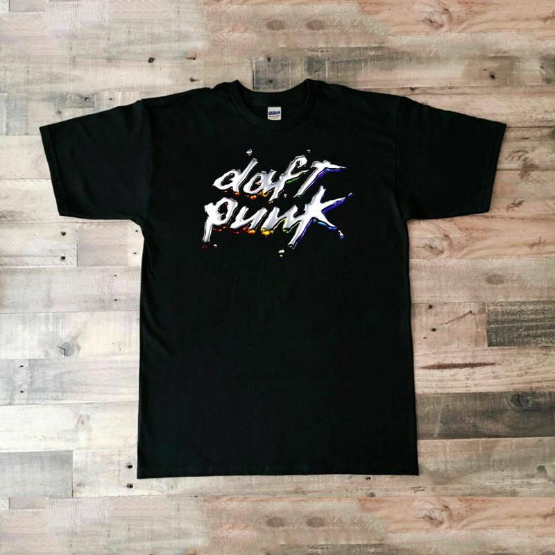 Hot Daft Punk Discovery Logo Black Tshirt Black Cotton T-shirt All Size