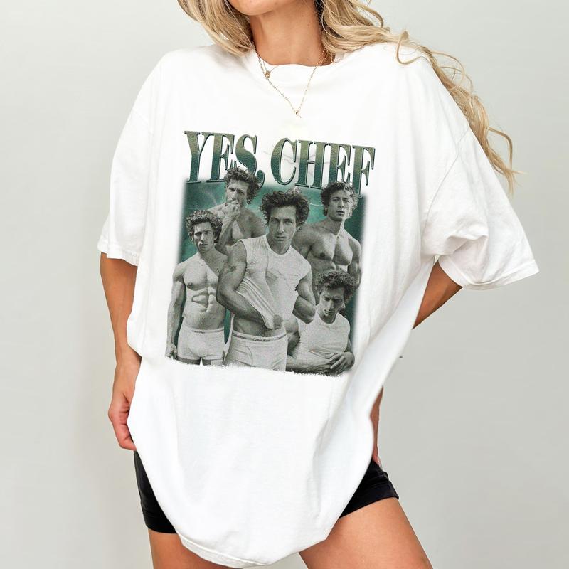 Jeremy Allen White Yes Chef The Bear Retro 90s. Cotton Vintage Carmy Berzatto T-Shirt Sweatshirt Hoodie Unisex Casual Fit