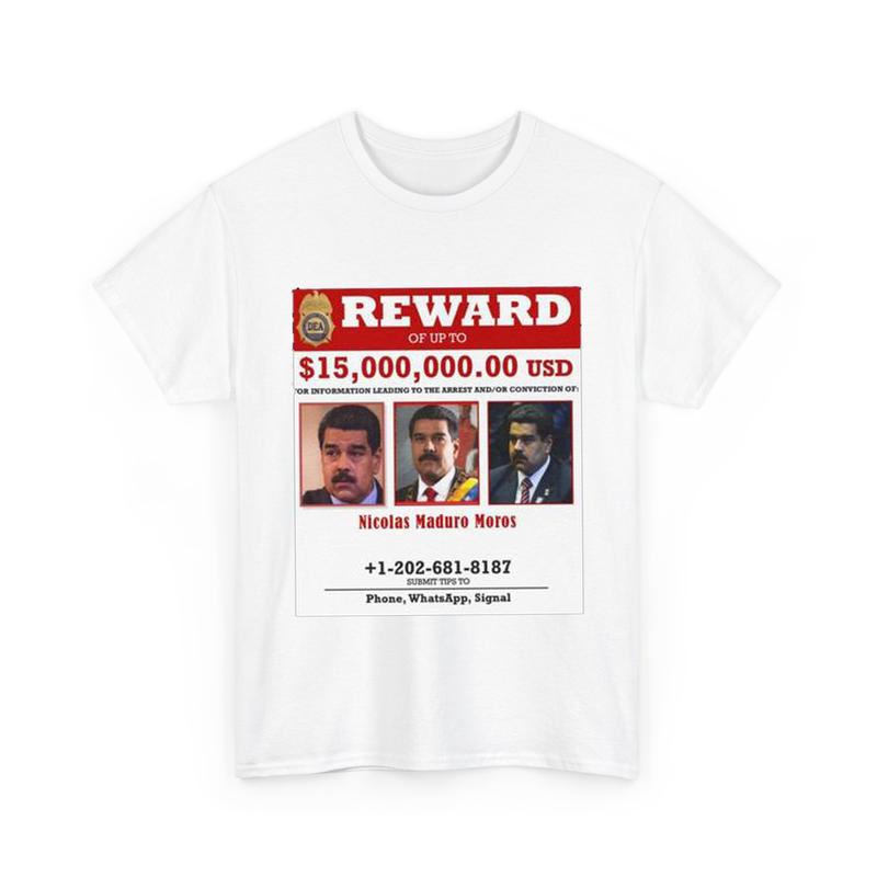 Camisa de Venezuela Shirt, Marudo Recompensa Reward 15 Millions T-Shirt, Venezuela Tee, Unisex Cotton Shirt, Full Size Full Color