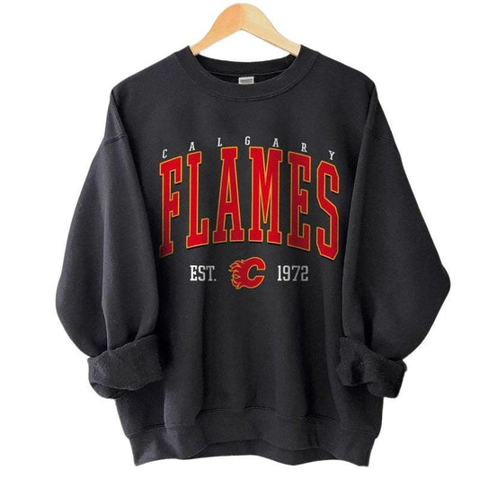 Calgary Hockeys Crewneck, Vintage Style Calgary Hockeys Sweatshirt, Flames Sweatshirt, Calgary College Sweatshirt, Hockeys Fan Gifts
