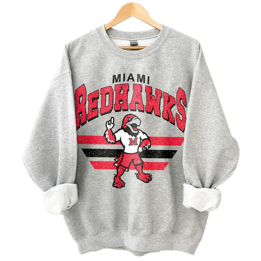 44. Miami RedHawks Vintage NCAA Football Sweatshirt, University Team Gear, Classic Apparel Gifts for Enthusiasts