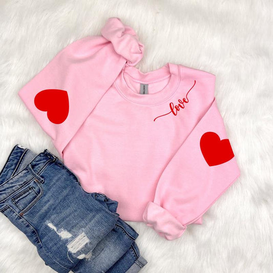 Valentine's Sweatshirt, Heart Elbow Patch, Love Heart Sweatshirt, Heart Arm Patches, Cute Valentine's Sweater, Teacher Valentine's Shirt
