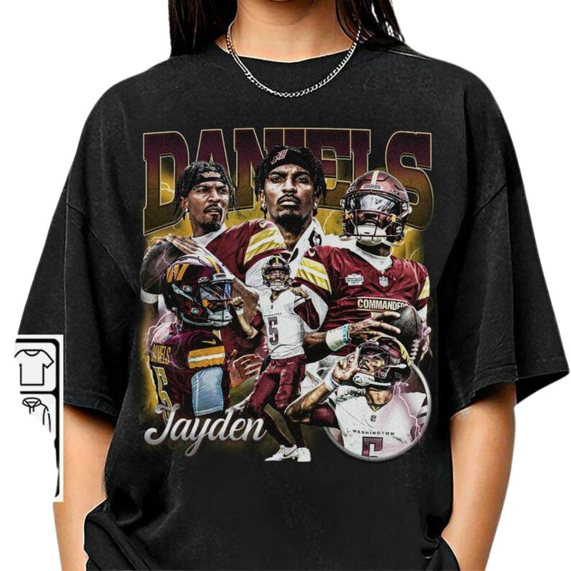 Jayden Daniels Shirt, Football American Graphic Vintage, Football 90s Gift Fan Unisex Shirt Classic Cotton Fabric Jersey Menswear Top Streetwear