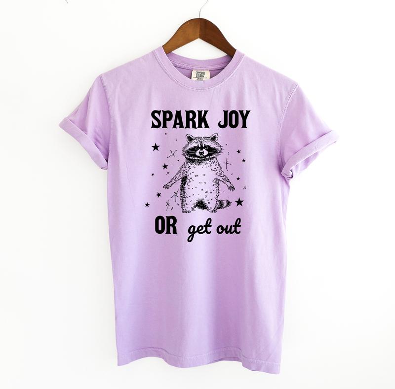 Spark Joy Or Get Out Shirt, Raccoon Comfort Colors Shirt Menswear T-Shirt