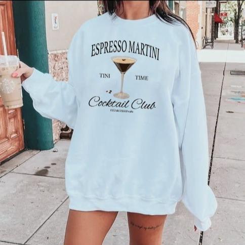 Espresso Martini Cocktail Club Crewneck Sweatshirt, Tini Time Sweatshirt, Martini Drink Lover Sweatshirt, Cocktail and Social Club Sweater, Family Chr