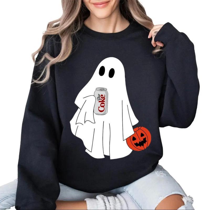 Cute Booo Ghost Coke Drink Halloween Sweatshirt, Coke Halloween Sweater, Full Sizes, Full Color, Unisex