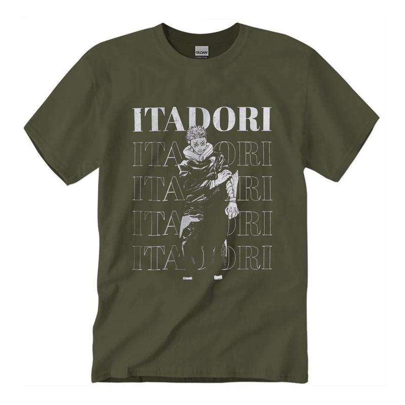 Yuji Itadori Jujutsu Kaisen T-Shirt, Vintage Streetwear T-Shirt Unisex Classic Collar