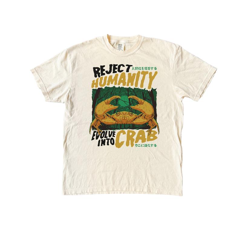 Reject Humanity Crab T Shirt, Meme Comfort Colors T-Shirt, Tuff Tshirt, Funny Streetwear, Menswear Shirts, Relaxed Fit Crab Shirt