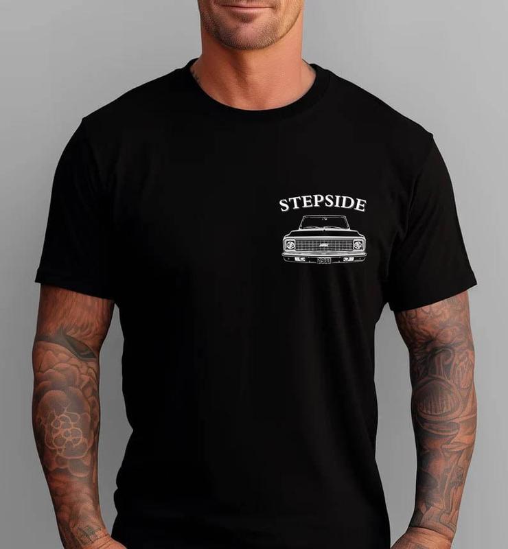 Vintage Vibe 2 Sides Chevy Stepside 1971 Men's Cotton Tee Old School Chevy Tee Gift for Him Classic Chevy Car Casual Menswear