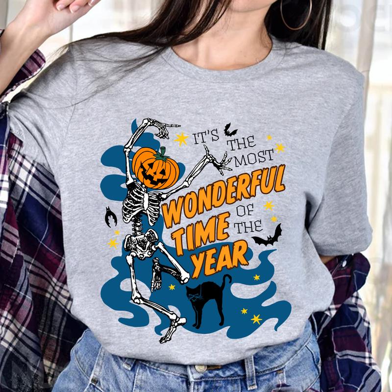 Retro Halloween Shirt, Halloween Costume Women, Dancing Skeleton, Fall Autumn Shirt, Thanksgiving Gift, Halloween Party, Pumpkin Graphic Tee