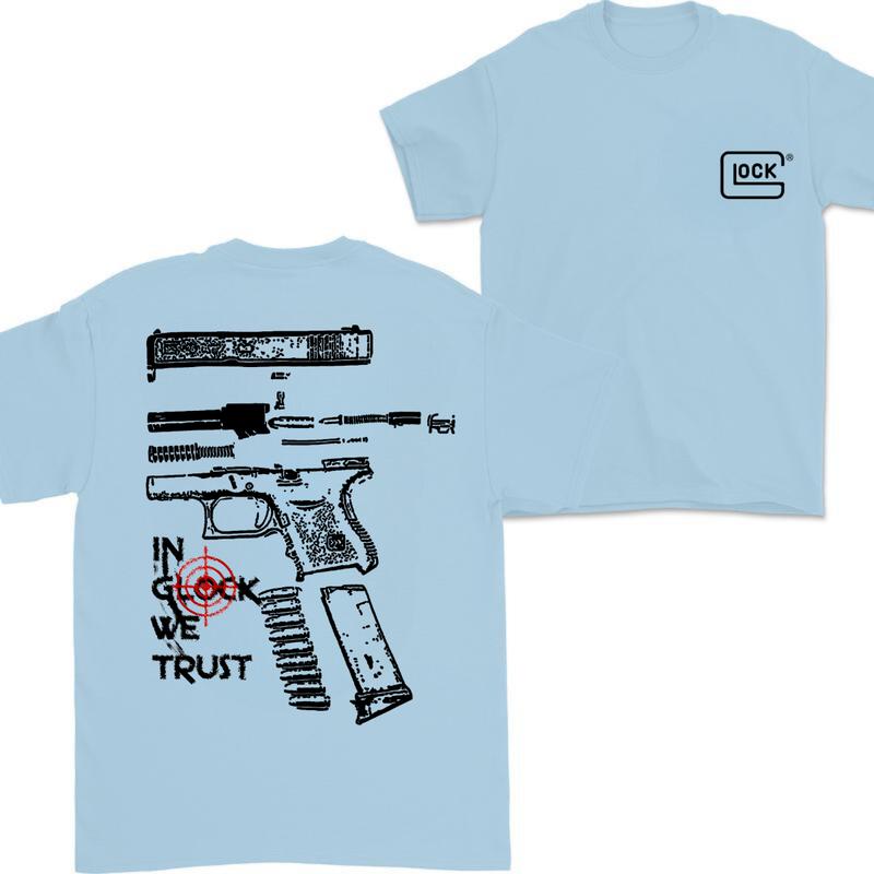 Glock T-shirt for Men, Women, In Glock We Trust T-shirt,Classic Fit Double-Sided Glock Tee ,T-shirt For Men And Women Cotton Menswear Crewneck