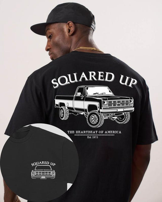 Vintage Vibe 2 Sides Squared Up 1973 GMC Sierra Men's Cotton Tee Old School GMC Tee Gift for Him Truck Shirt Classic GMC Truck Casual Menswear Streetw