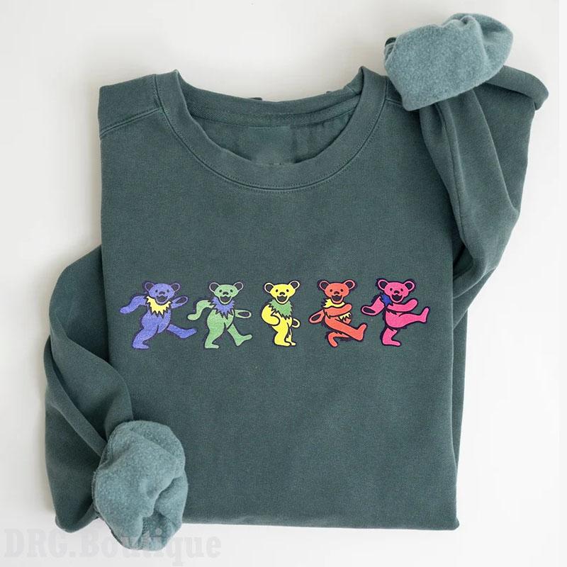 Grateful Dead Bears Halloween Crewneck Sweatshirt, Grateful Dead Women's Shirt, Halloween Gift Sweatshirt Cotton Fit Unisex Womenswear