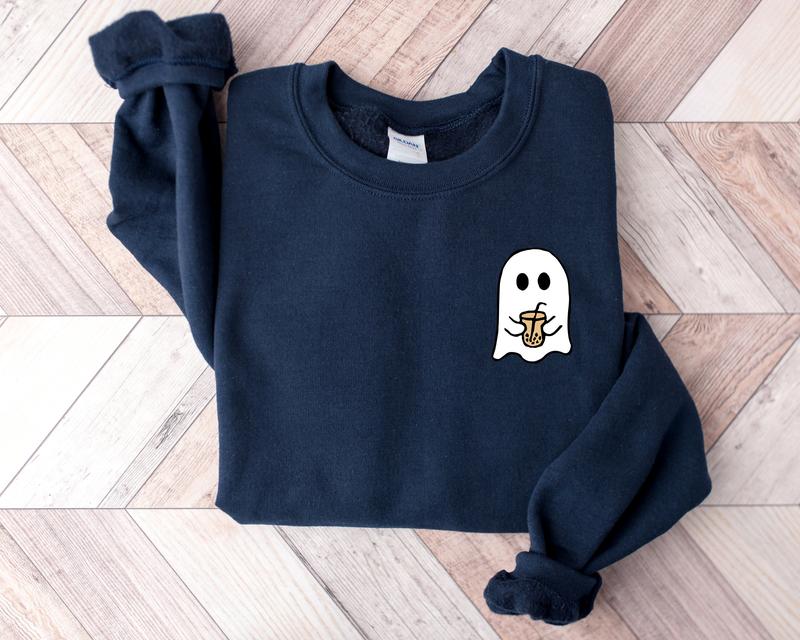 Little Ghost Ice Coffee Halloween Crewneck Sweatshirt, Hoodie, T-shirt, Cute Halloween Shirt