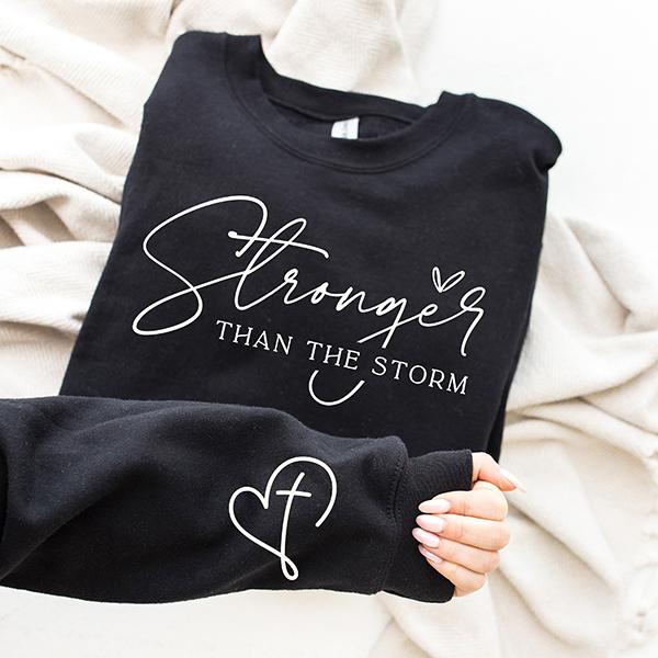 Stronger Than The Storm Sweatshirt, Boho Self Care T-Shirt, Inspirational Women Sweater, Christian Sweatshirt, Bible Verse Shirt