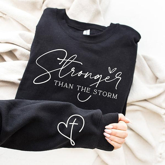 Stronger Than The Storm Sweatshirt, Boho Self Care T-Shirt, Inspirational Women Sweater, Christian Sweatshirt, Bible Verse Shirt