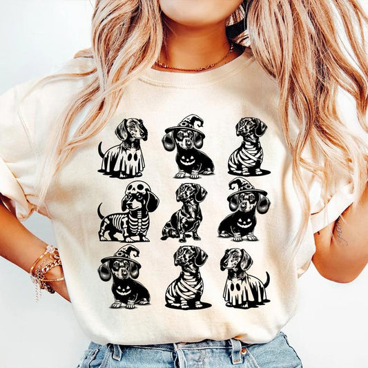 Dachshund Halloween Shirt, Dog Halloween Graphic Tee, Wiener Dog, Dachshund mom, Dachshund fall, Dog mom crewneck, Wichy Shirt, Spooky Vibes