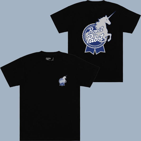 Project Pabst Logo T-shirt - 2 Side - Assorted Colors - Style Selections - Work From Home Wear - Fit For All Sizes - All-gender Fits