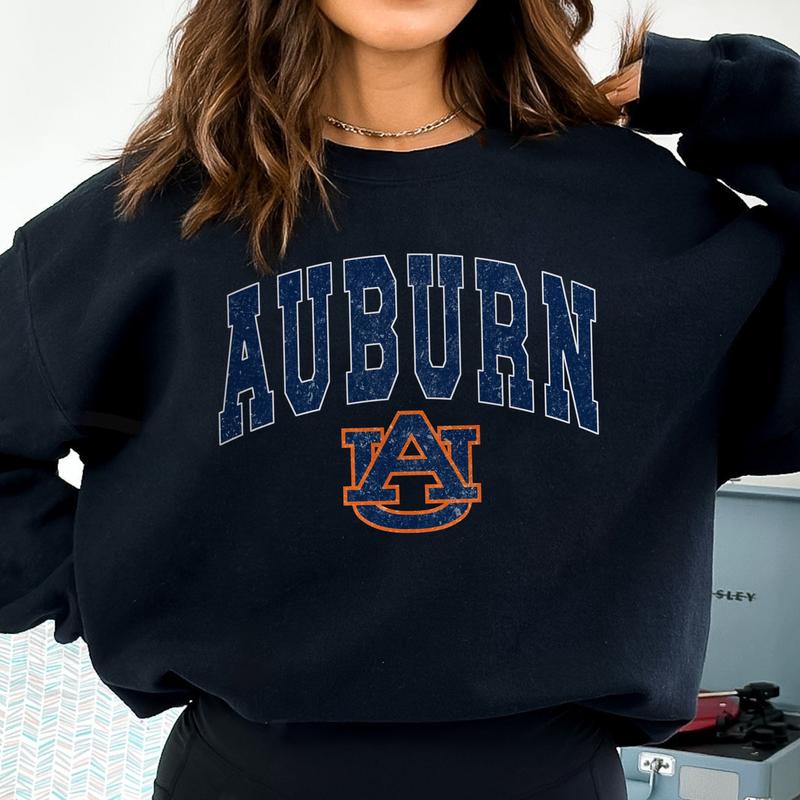 Auburn Tigers Vintage Sweatshirt, Unisex Auburn Football Shirt, Crewneck Gift for Men and Girls, Cotton Pullover, Classic Sport Style