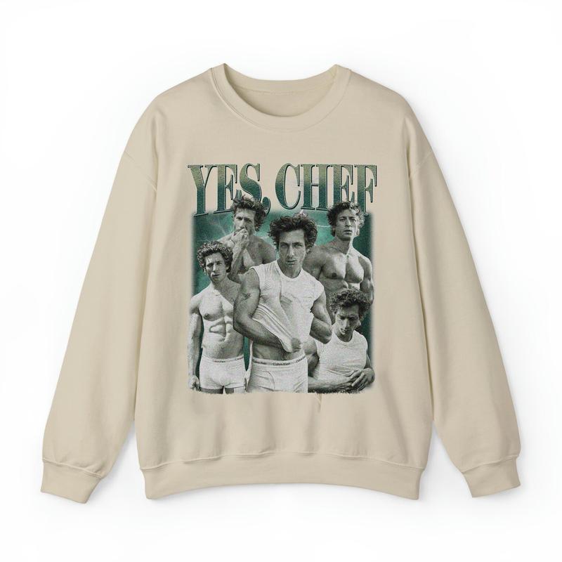 Jeremy Allen White Yes Chef The Bear Retro 90s. Cotton Vintage Carmy Berzatto T-Shirt Sweatshirt Hoodie Unisex Casual Fit