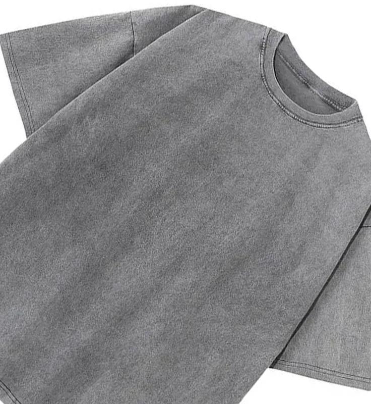 Vintage Acid Washed Oversized Drop Shoulder Heavyweight Streetwear Blank T-Shirt Casual Cotton