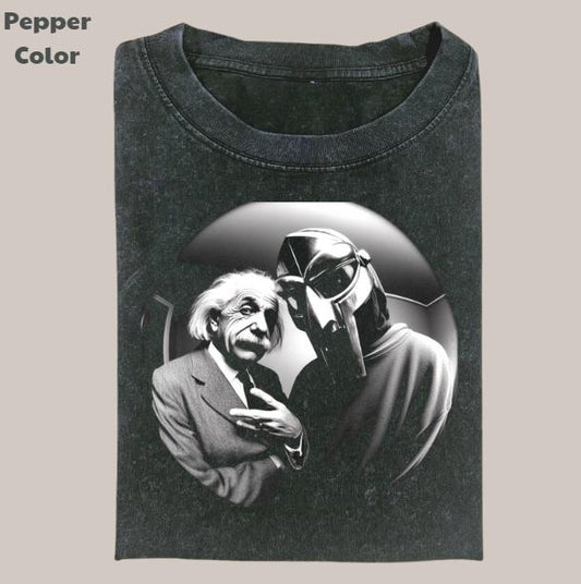 Retro Funny Vintage Graphic Tee, MF Doom Einstein T-Shirt, Unisex Meme Cringe Funny Dumb Shirt, Menswear Womenswear Streetwear