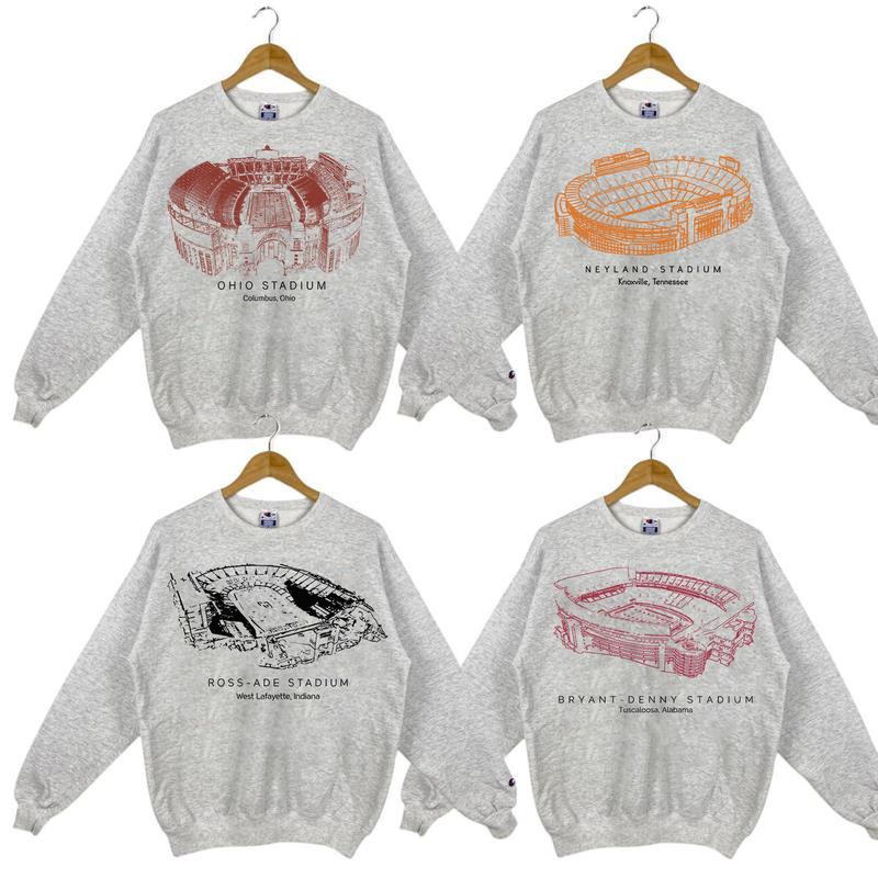 All Teams NCAA Football Stadium Crewneck Sweatshirt – Unisex College NCAA Sweatshirt, Classic Sport Sweatshirt, Great Gift for Sports Fans