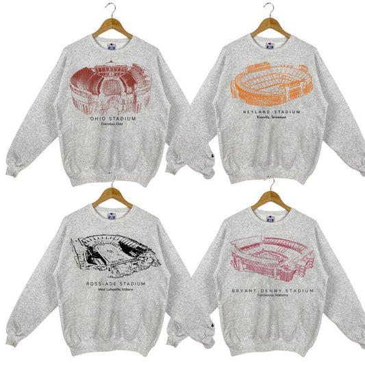 All Teams NCAA Football Stadium Crewneck Sweatshirt – Unisex College NCAA Sweatshirt, Classic Sport Sweatshirt, Great Gift for Sports Fans