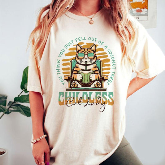 Harris 2024 T-Shirt, Childless Cat Lady, You Think You Just Fall Out Of A Coconut Tree Tshirt, Kamala Harris Meme Shirt