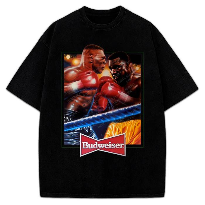 Mike Tyson VS Evander Holyfield Vintage Graphic Ad Retro Custom Graphic T-Shirt Crewneck Cotton