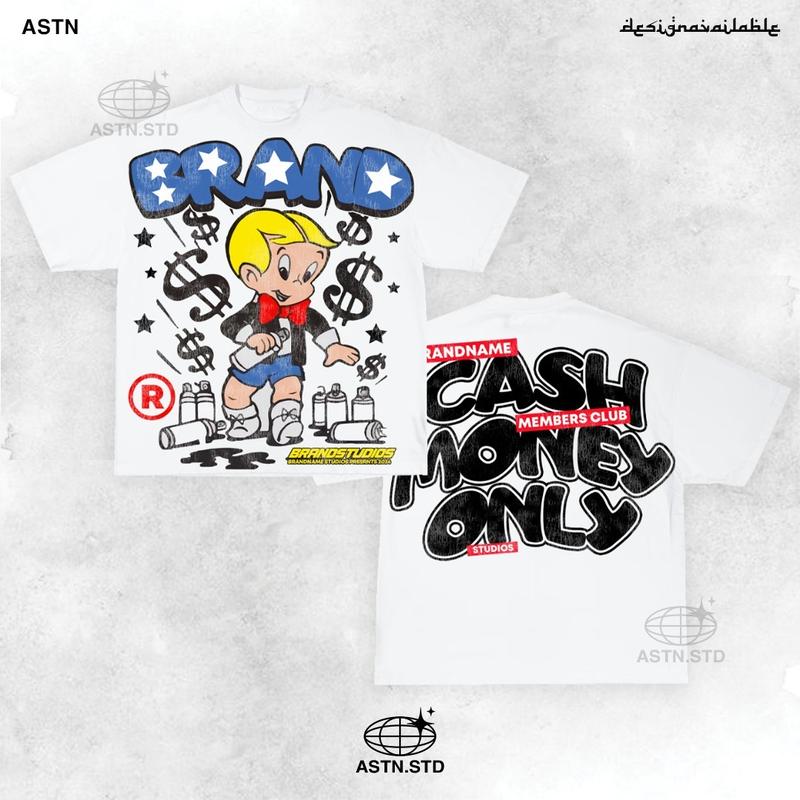 Y2K Graphic Cash Money Only Personalize Printed Tshirt Casual Cotton
