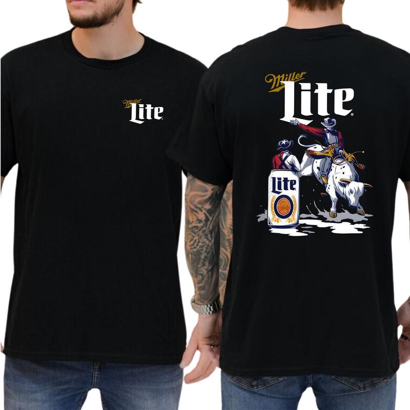Mens Milller Litee Beer Rodeo T-shirt  Fashion For Every Tshirt, Gift For Men, Love, Athletic, Casual Menswear, Classic Cotton Top, Soft Fabric Shorts