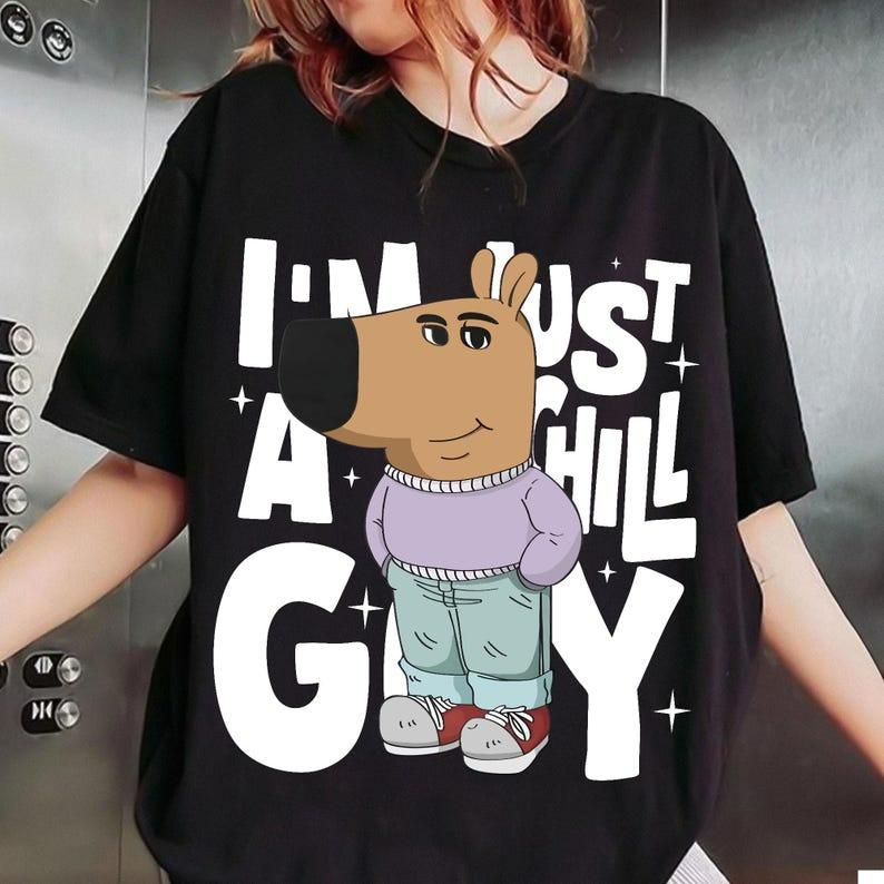 I'm Just A Chill Guy TShirt, Viral Dog Cartoon Shirt, Chill Guy Meme Gift Boyfriend Gift Shirt