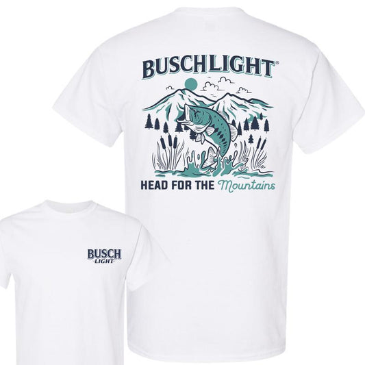 Busch Light, Beer, Busch Light Head For The Mountains Fishing T-Shirt, 2 Side T-Shirt, Full Color,  For Men, For Women, Casual Graphic Round Neck T-sh