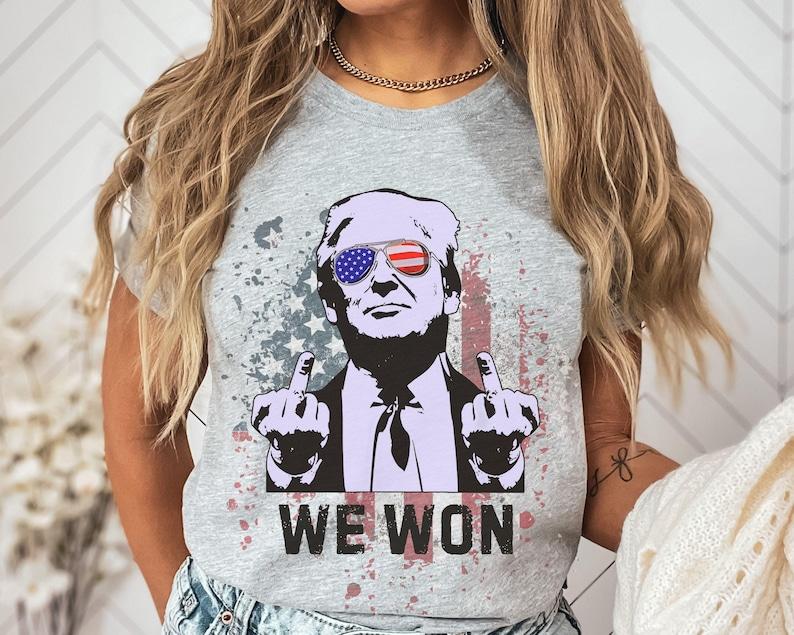 We Won Trump Shirt, 2024 Election Shirt, Trump Vance 45-47 MAGA, US Flag T-Shirt, November 5th Voting Shirt Trump Support Outlaw Hillbilly