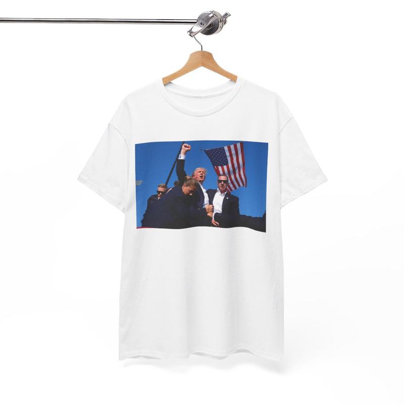 Trump Rally Shooter Tshirt - Trump Survived - Trump 2024 - USA Freedom - Donald J. Trump President Trump Unisex Heavy Cotton Tee
