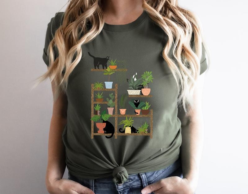 Cats and Plants Shirt, Plant Lady, Plant Lover, Gardener Sweatshirt, Shirts For Cat Lover, Succulent Plants Hoodie, Plant Lover Gift Shirt, Cat Tee, A