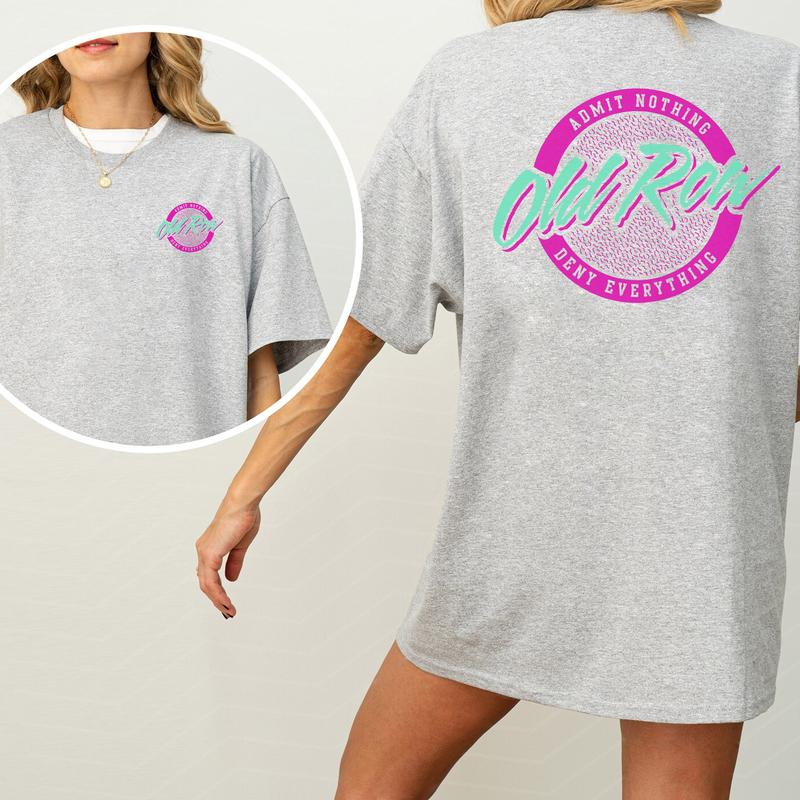 Retro Old Row Circle Logo 2-Sided Graphic Shirt, Vintage Old Row T-Shirt for Women, Cotton Fabric Tshirt, Printed Women's Top, Casual Womenswear