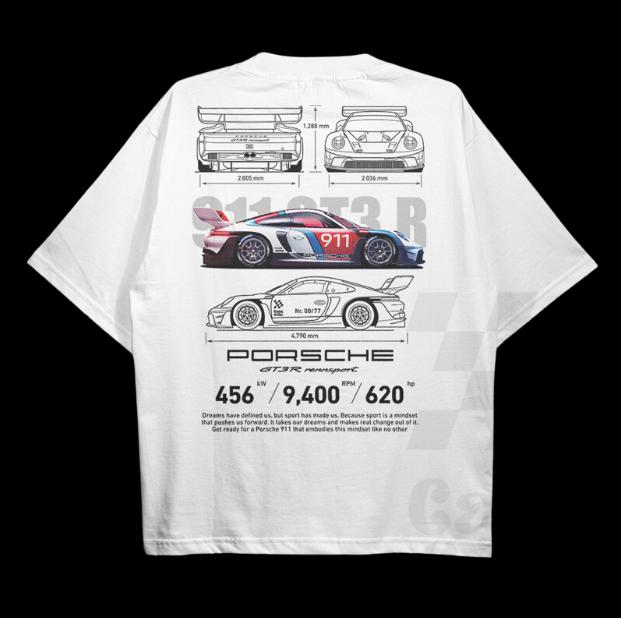 Drive in Style Car-Themed T-Shirts, SPECIAL 911 GT3 R RennSport T-Shirt, SPECIAL 911 GT3 R RennSport Technical Specs T-Shirt, Racing Sport Car Shirt
