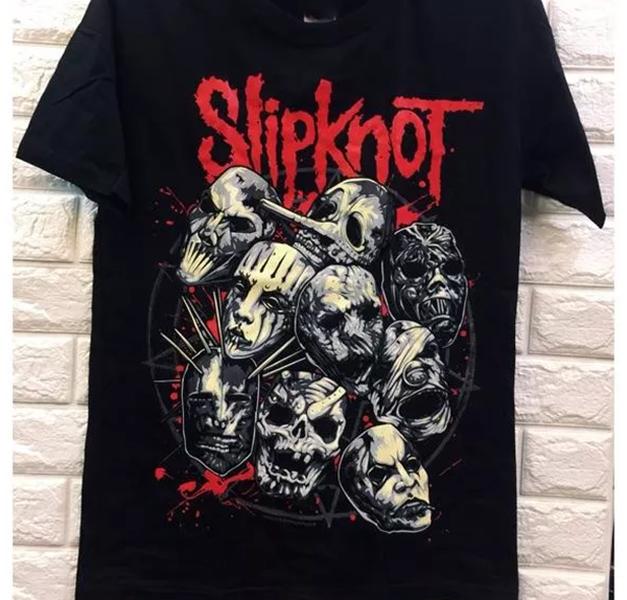 Vintage 90s Slipknot Band Short Sleeve Black Cotton T-shirt